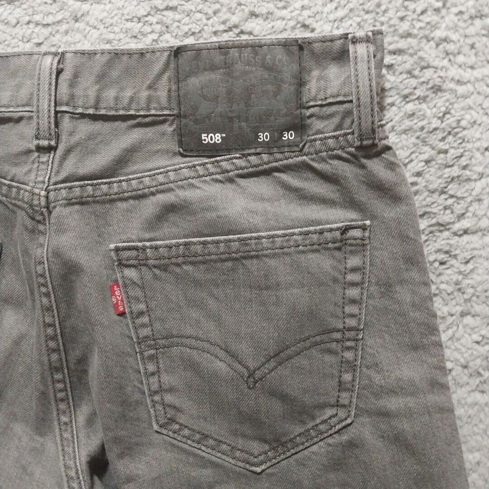 Levis 508 Jeans Mens 30x30 Gray Denim Regular Fit‎ Straight Leg Adult